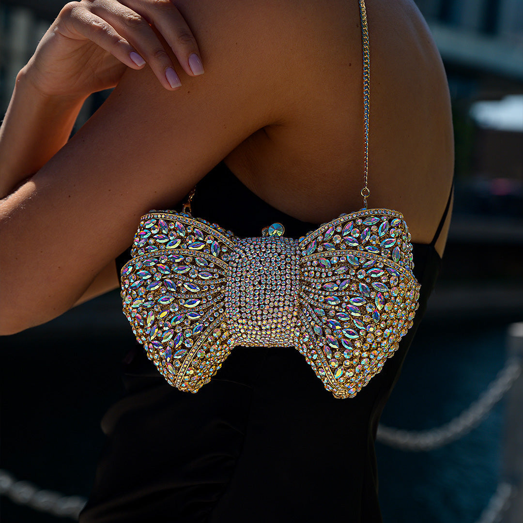 Isabella Rhinestone Bow Clutch Bag