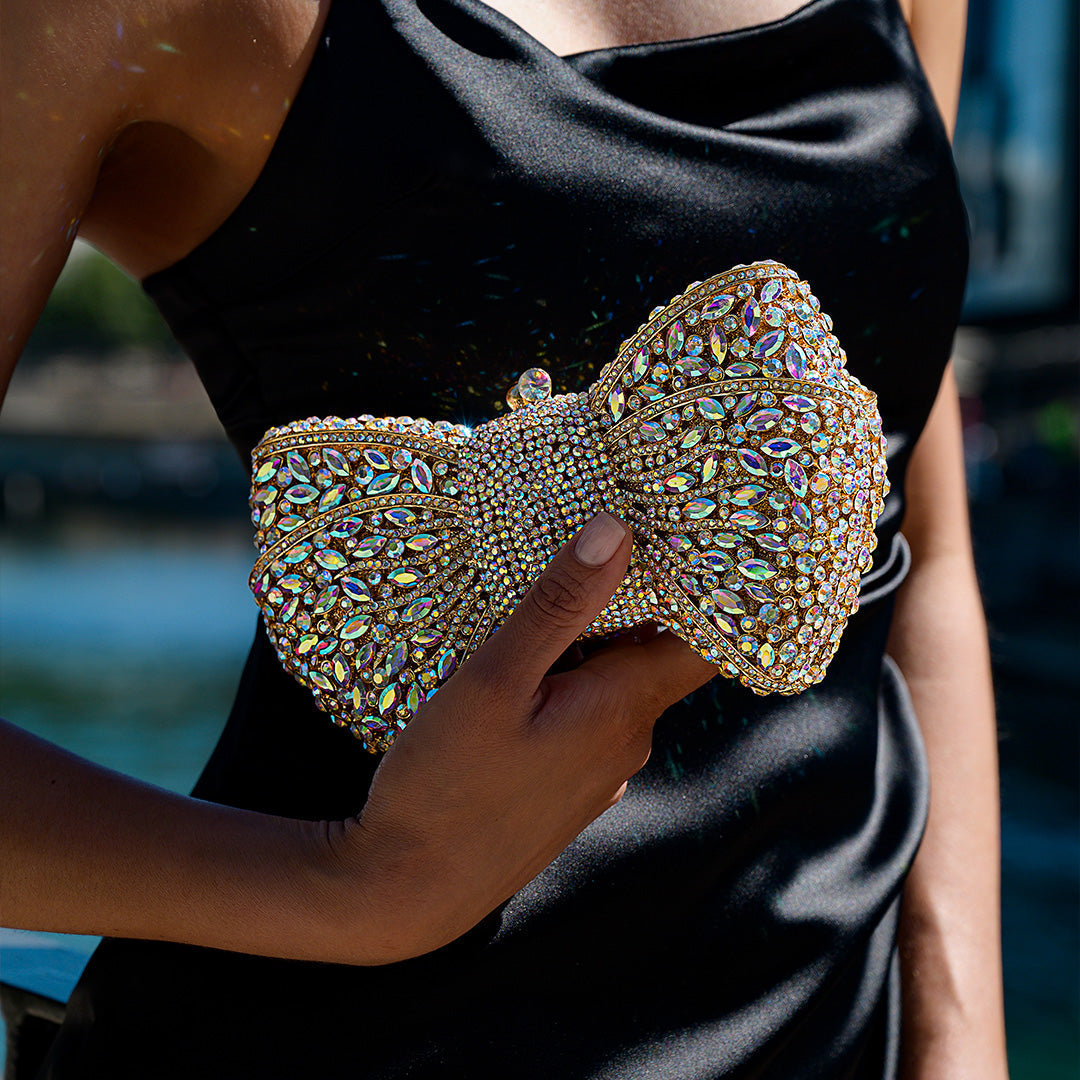 Isabella Rhinestone Bow Clutch Bag