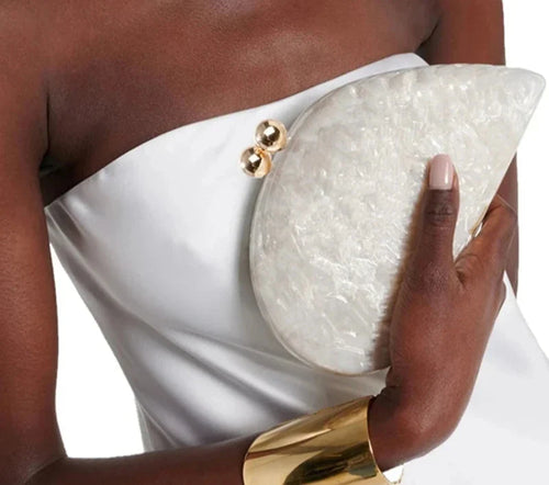 Acrylic Clutch Bag Shell Pearled Ariel