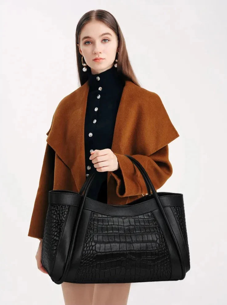 Adriana Croco Genuine Leather Medium Bag