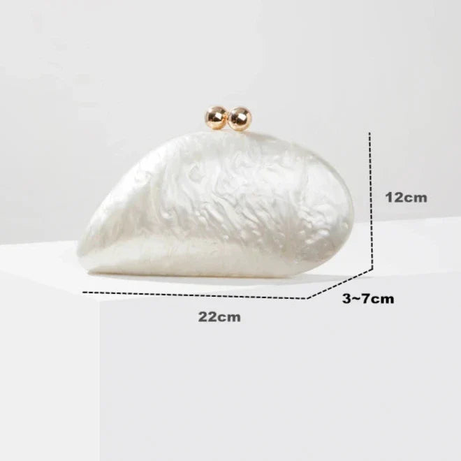 Acrylic Clutch Bag Shell Pearled Ariel