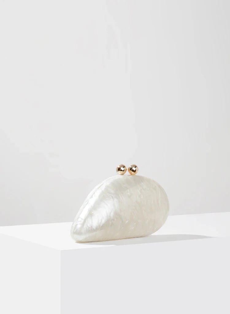 Acrylic Clutch Bag Shell Pearled Ariel