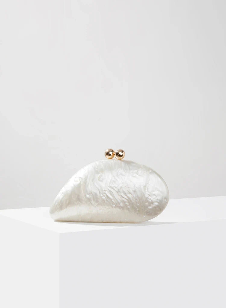Acrylic Clutch Bag Shell Pearled Ariel